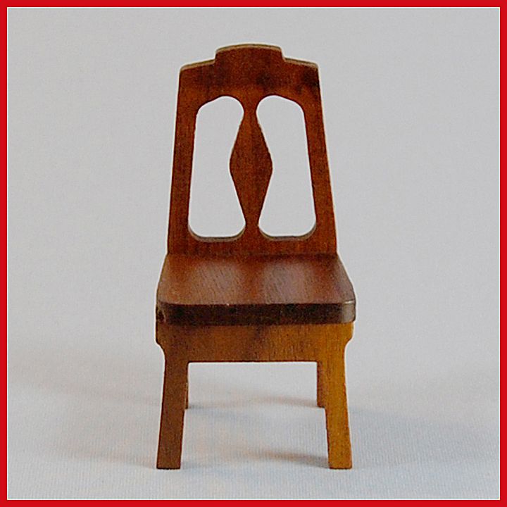 Strombecker Dollhouse Dining Room Chair - Walnut 1938 1" Scale Strombecker Dollhouse Dining Room Chair - Walnut 1938 1" Scale