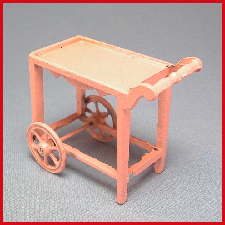 Tootsie Toy Dollhouse Tea Cart – Pink 1920s 1/2" Scale Tootsie Toy Dollhouse Tea Cart – Pink 1920s 1/2" Scale