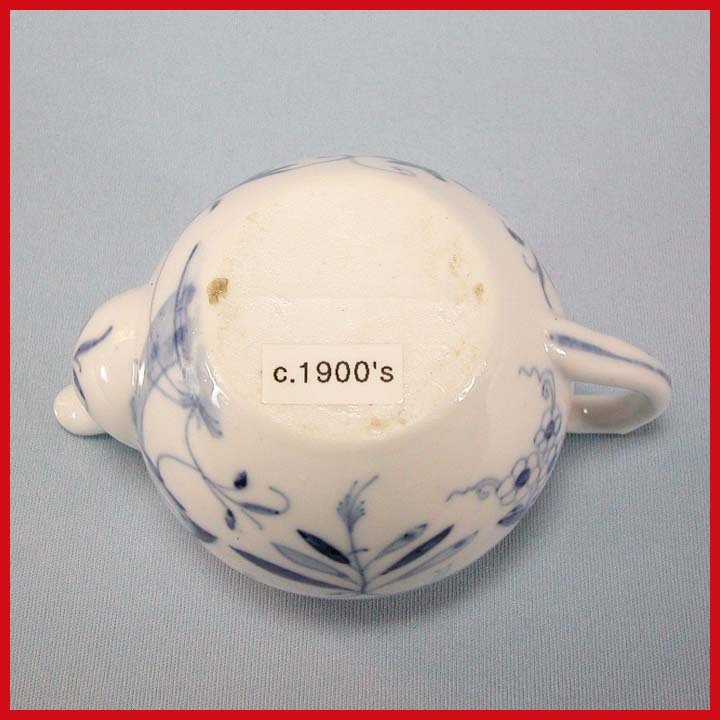 German Child's Blue Onion China Tea Pot, Cup & Saucer Set Early 1900s German Child's Blue Onion China Tea Pot, Cup & Saucer Set Early 1900s