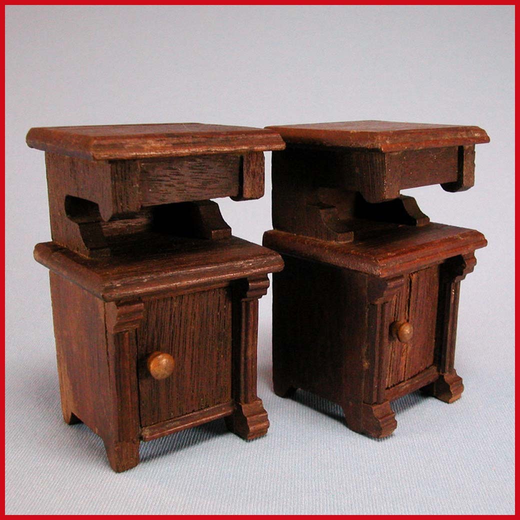 Pair of Antique German Walnut Nightstands 1900s 1" Scale Pair of Antique German Walnut Nightstands 1900s 1" Scale