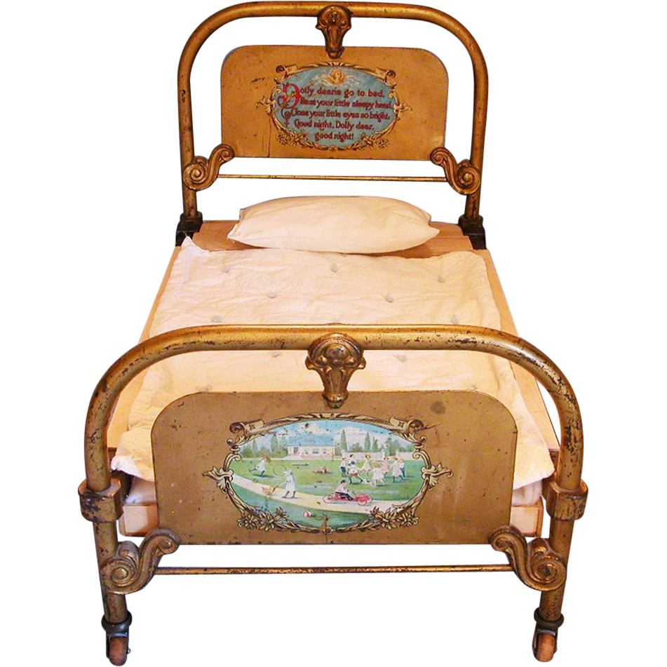 Antique Cast Iron Doll Bed by the Art Bed Co. Chicago, IL, Salesman