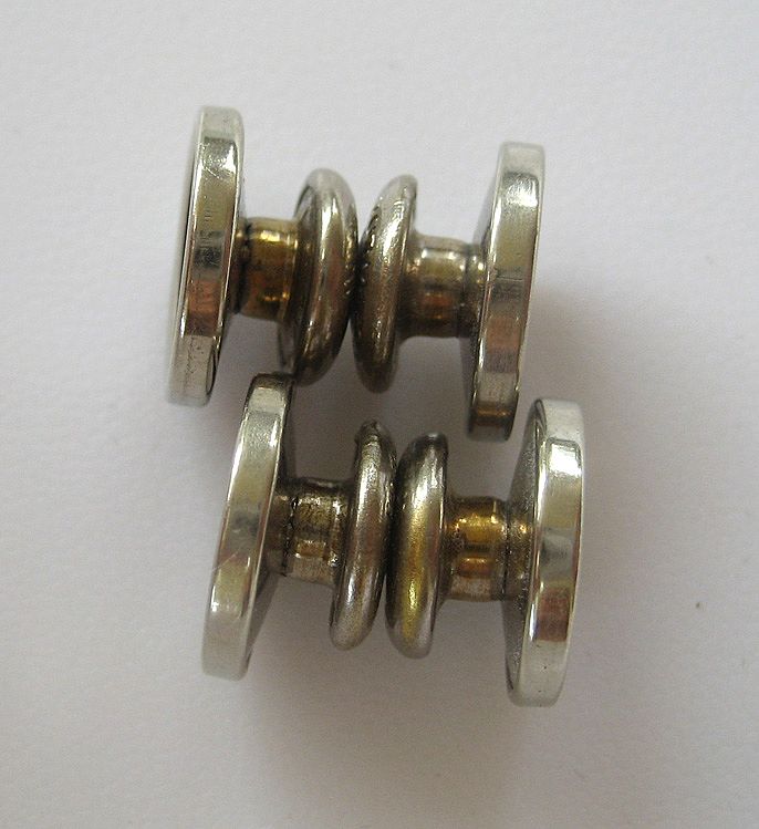 Baer & Wilde Silvertone Kum-A-Part Mother-of-Pearl and Black Enamel Snap Cufflinks Baer & Wilde Silvertone Kum-A-Part Mother-of-Pearl and Black Enamel Snap Cufflinks