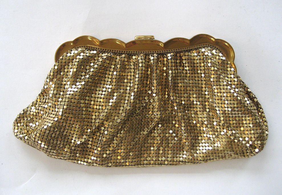 Whiting and Davis Gold-tone Mesh Clutch/Handbag with Rhinestone Clasp Whiting and Davis Gold-tone Mesh Clutch/Handbag with Rhinestone Clasp