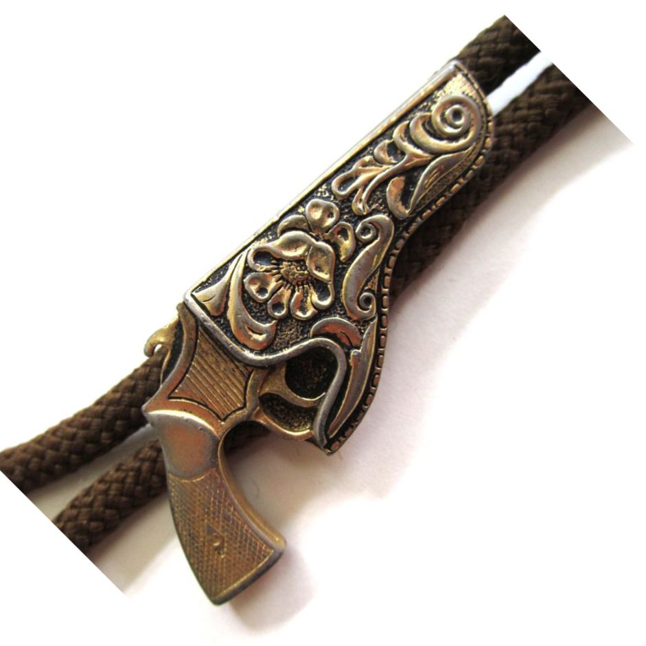 Swank Brown Cord and Gold-Tone Gun Bolero Swank Brown Cord and Gold-Tone Gun Bolero