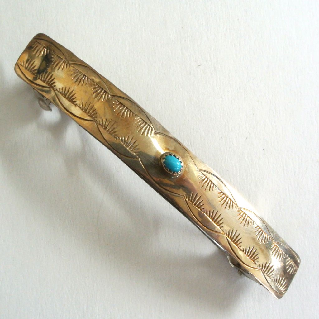 Sterling Silver Blue Turquoise Barrette Sterling Silver Blue Turquoise Barrette
