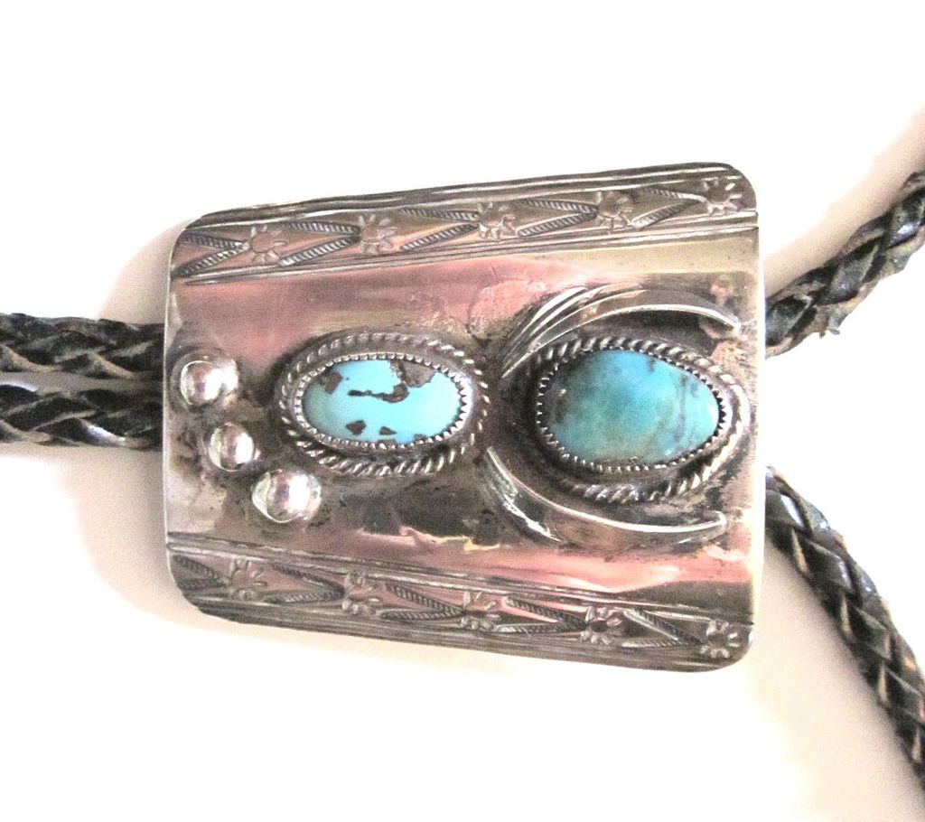 Bennett Silver Metal Bolo with Turquoise Bennett Silver Metal Bolo with Turquoise