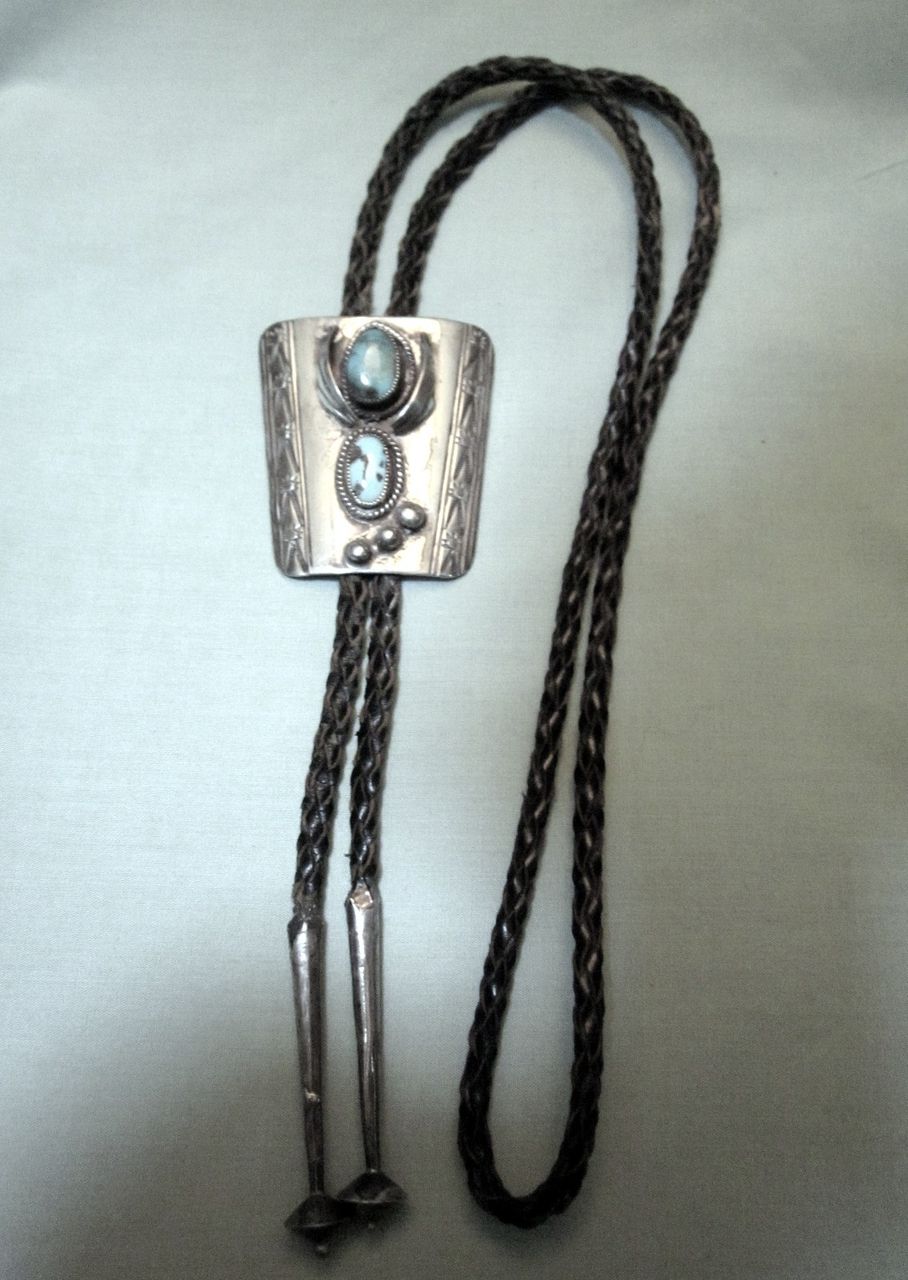 Bennett Silver Metal Bolo with Turquoise Bennett Silver Metal Bolo with Turquoise