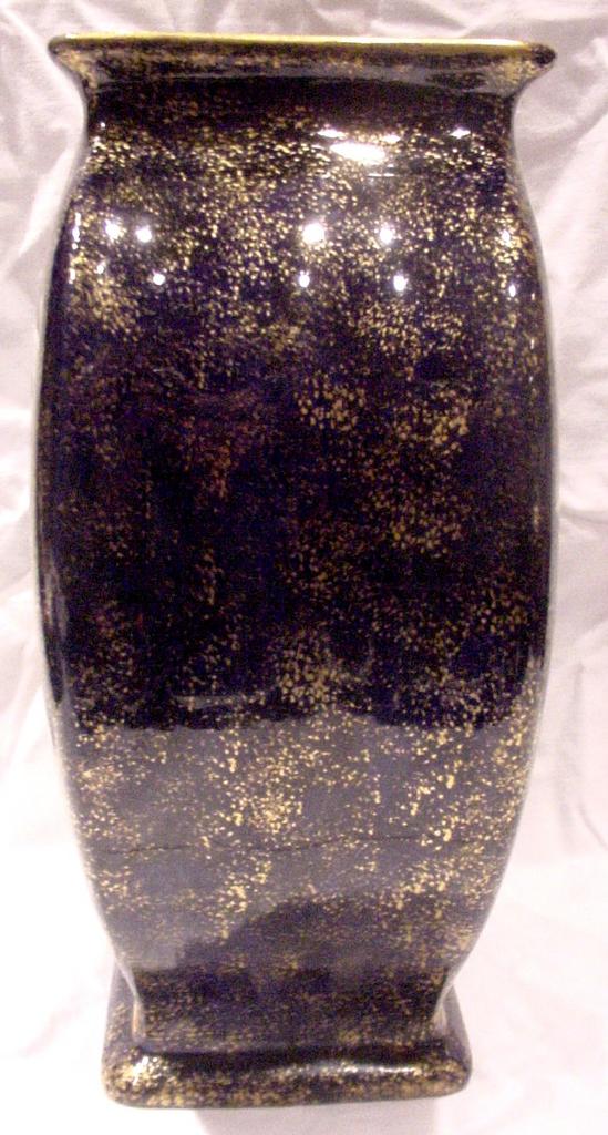 French Paris St. Denis Cobalt Faience Vase w Bird Butterflies Scene c 1870 French Paris St. Denis Cobalt Faience Vase w Bird Butterflies Scene c 1870