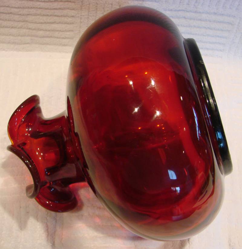 American Dark Ruby Red Pigeon Blood 7 1/4" Art Glass Vase Clump Real Gold Inside the Vase c 1890 American Dark Ruby Red Pigeon Blood 7 1/4" Art Glass Vase Clump Real Gold Inside the Vase c 1890