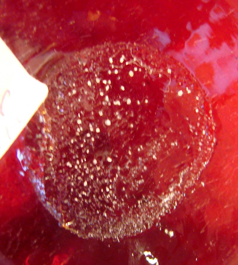 American Dark Ruby Red Pigeon Blood 7 1/4" Art Glass Vase Clump Real Gold Inside the Vase c 1890 American Dark Ruby Red Pigeon Blood 7 1/4" Art Glass Vase Clump Real Gold Inside the Vase c 1890
