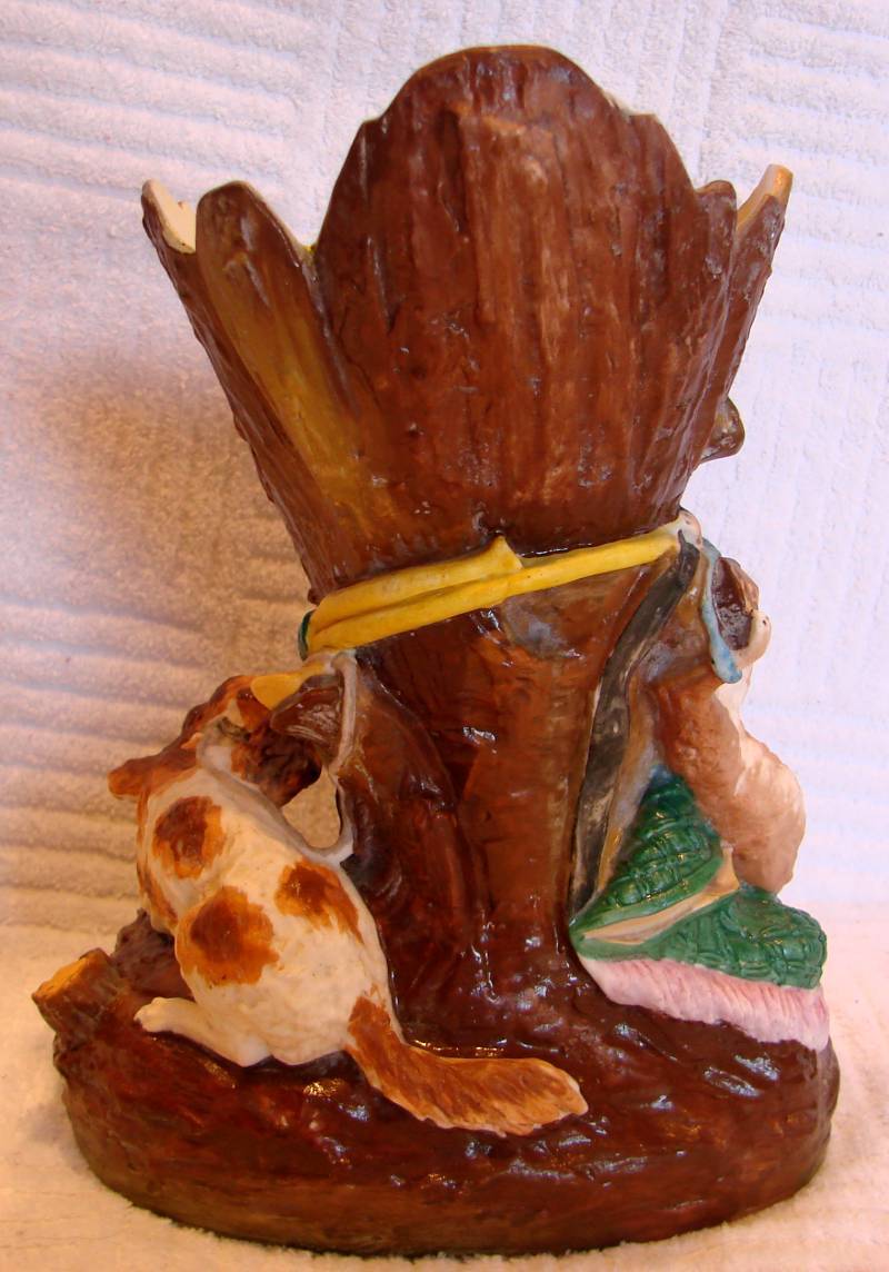 Bohemian Czech Pirkenhammer Fisher Bisque Porcelain Figural Vase w Hunting Retriever Dog Rabbit Pheasant Bird c 1846 - 1857 Bohemian Czech Pirkenhammer Fisher Bisque Porcelain Figural Vase w Hunting Retriever Dog Rabbit Pheasant Bird c 1846 - 1857