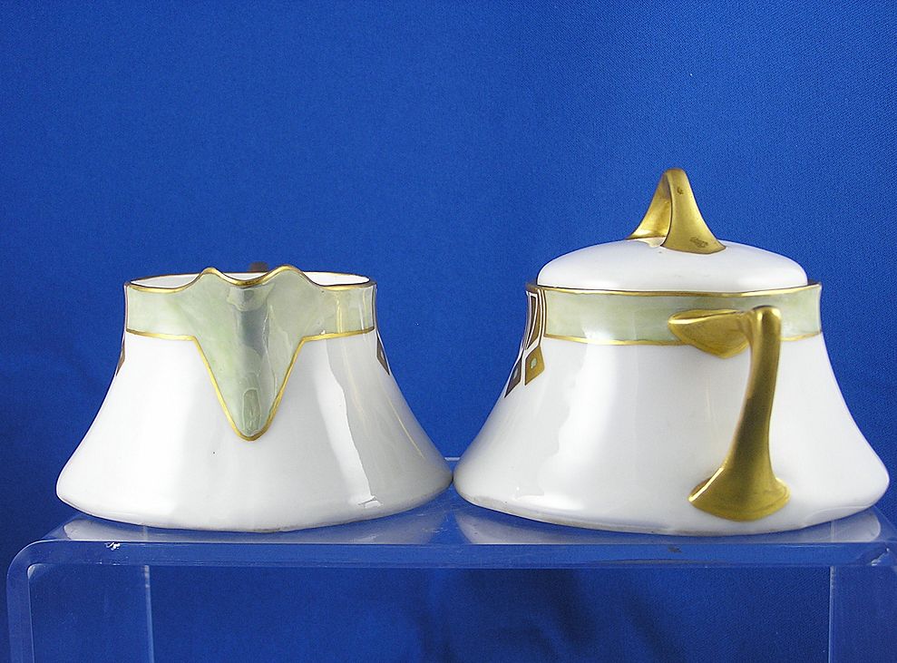 Zeh, Scherzer & Co. (ZS&Co.) Bavaria Art Deco Creamer & Sugar (Signed "Hildegard"/Dated 1932) Zeh, Scherzer & Co. (ZS&Co.) Bavaria Art Deco Creamer & Sugar (Signed "Hildegard"/Dated 1932)