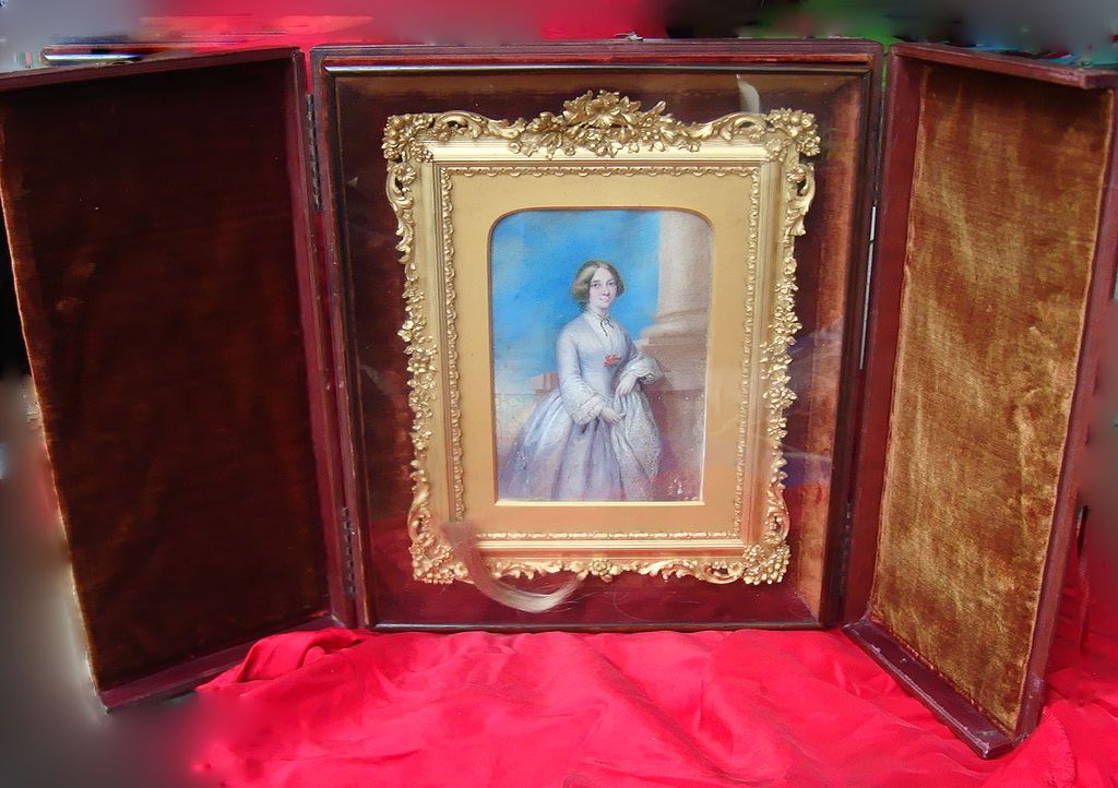 1840's Whole Plate Ivory Portrait in Gorgeous Case 1840's Whole Plate Ivory Portrait in Gorgeous Case