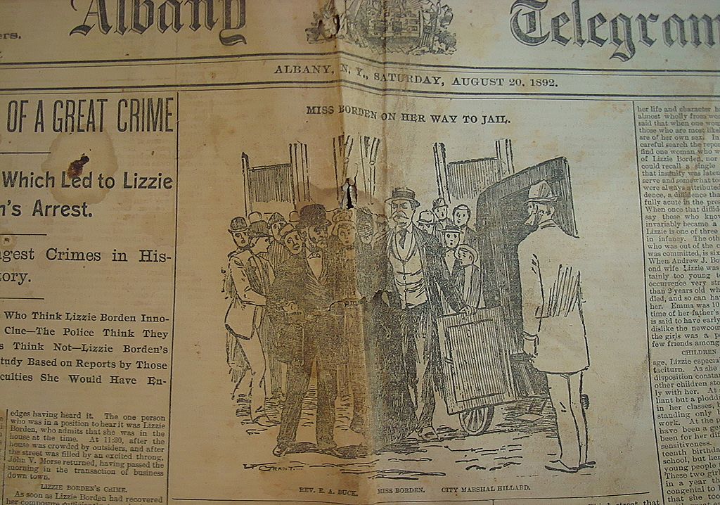 Original Lizzie Borden Murder Newspaper Albany,N.Y. Telegram Aug.20th 1892 Original Lizzie Borden Murder Newspaper Albany,N.Y. Telegram Aug.20th 1892