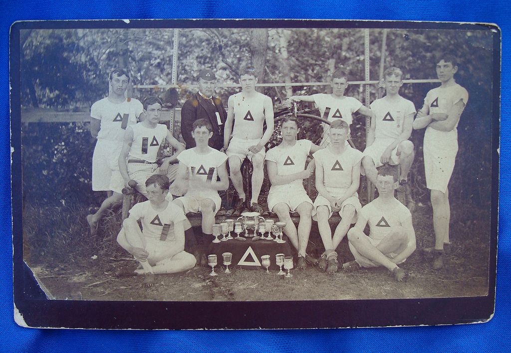 1880's Championship Bicycle Bone Crusher Team Cabinet Photo 1880's Championship Bicycle Bone Crusher Team Cabinet Photo
