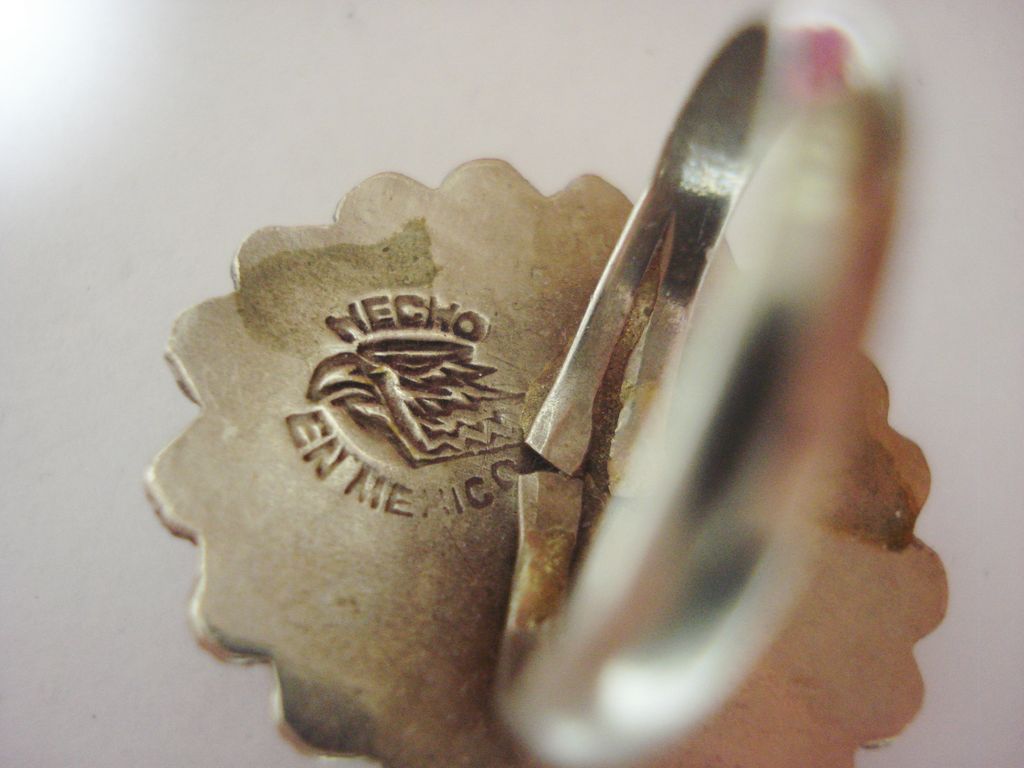 Vtg Foiled Art Glass Sterling Ring Mexico Vtg Foiled Art Glass Sterling Ring Mexico