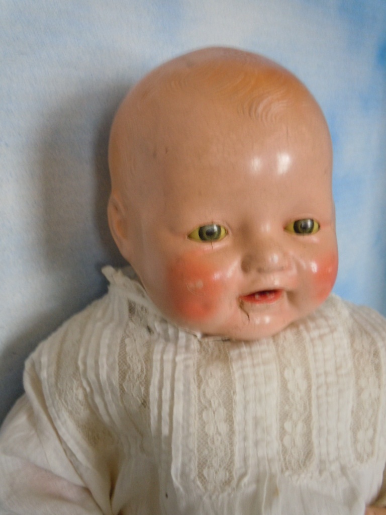 1930's Horsman 20" Composition Dimples Happy Baby w/ Tin Eyes 1930's Horsman 20" Composition Dimples Happy Baby w/ Tin Eyes
