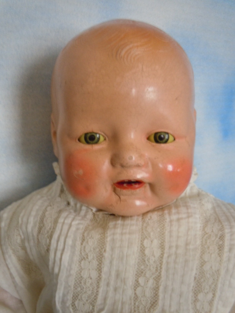 1930's Horsman 20" Composition Dimples Happy Baby w/ Tin Eyes 1930's Horsman 20" Composition Dimples Happy Baby w/ Tin Eyes