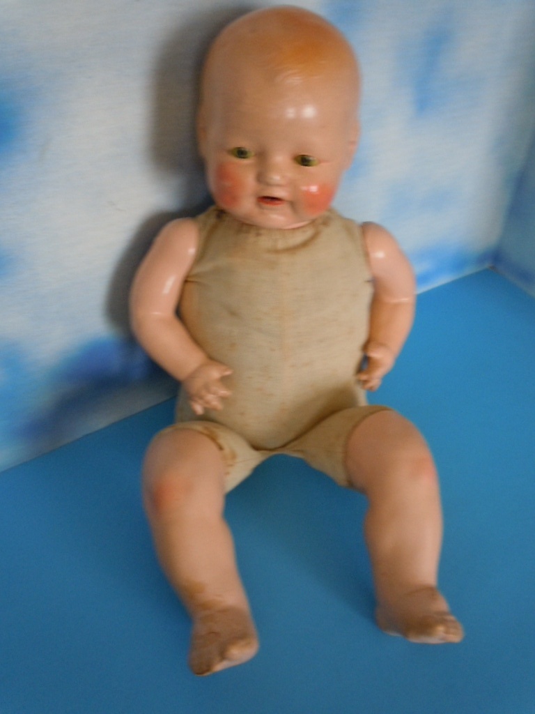 1930's Horsman 20" Composition Dimples Happy Baby w/ Tin Eyes 1930's Horsman 20" Composition Dimples Happy Baby w/ Tin Eyes