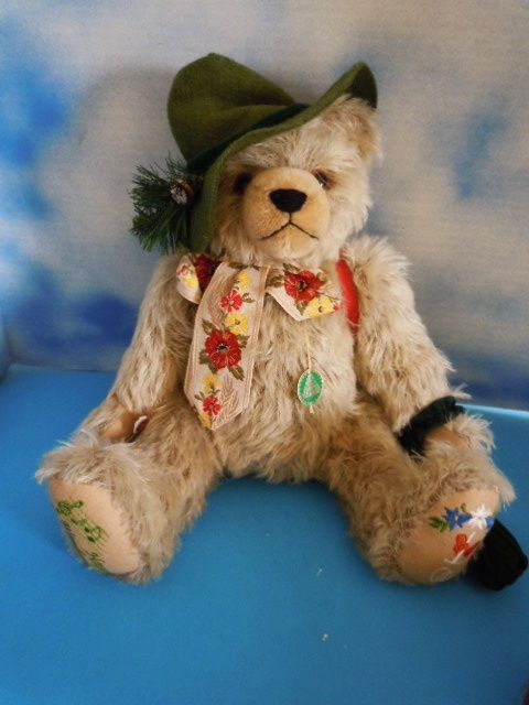 16" Hermann Mohair Musical Bear "Happy Wanderer" w/Tags, Germany 16" Hermann Mohair Musical Bear "Happy Wanderer" w/Tags, Germany