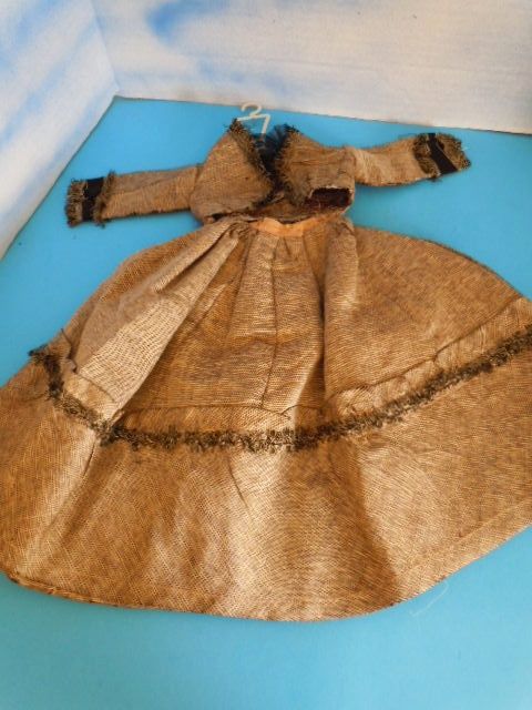 Antique Black & Tan Wool Costume Outfit for a (M) French Fashion Doll Antique Black & Tan Wool Costume Outfit for a (M) French Fashion Doll