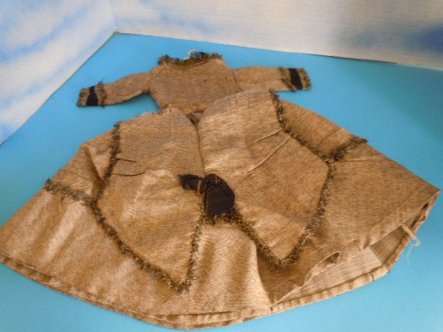 Antique Black & Tan Wool Costume Outfit for a (M) French Fashion Doll Antique Black & Tan Wool Costume Outfit for a (M) French Fashion Doll