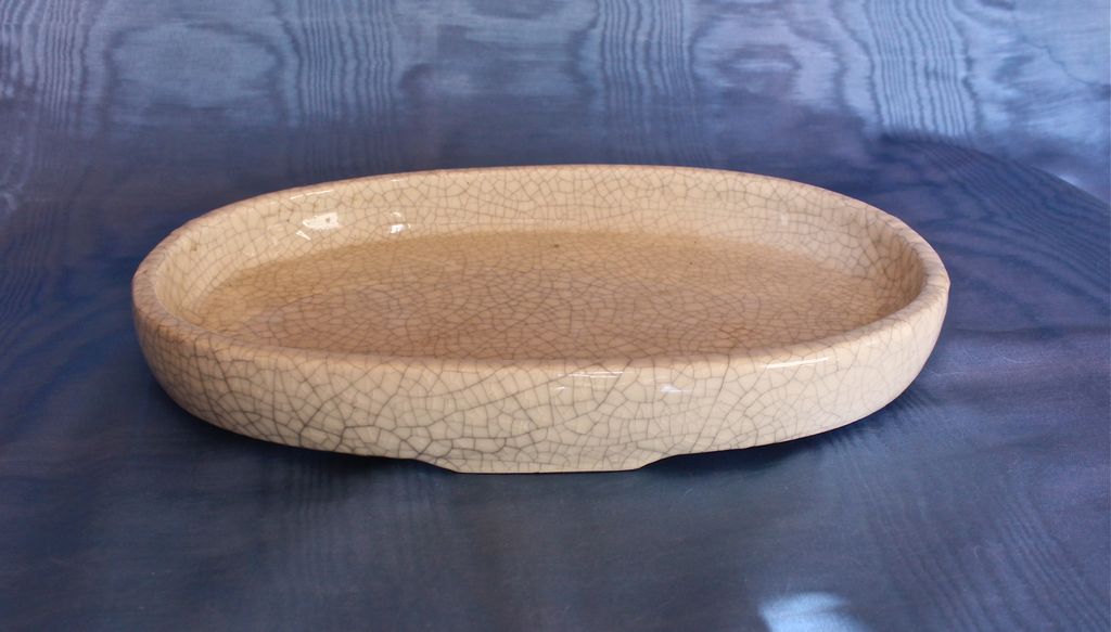 1930's Japanese Crackle Glaze Suiban Tray 1930's Japanese Crackle Glaze Suiban Tray