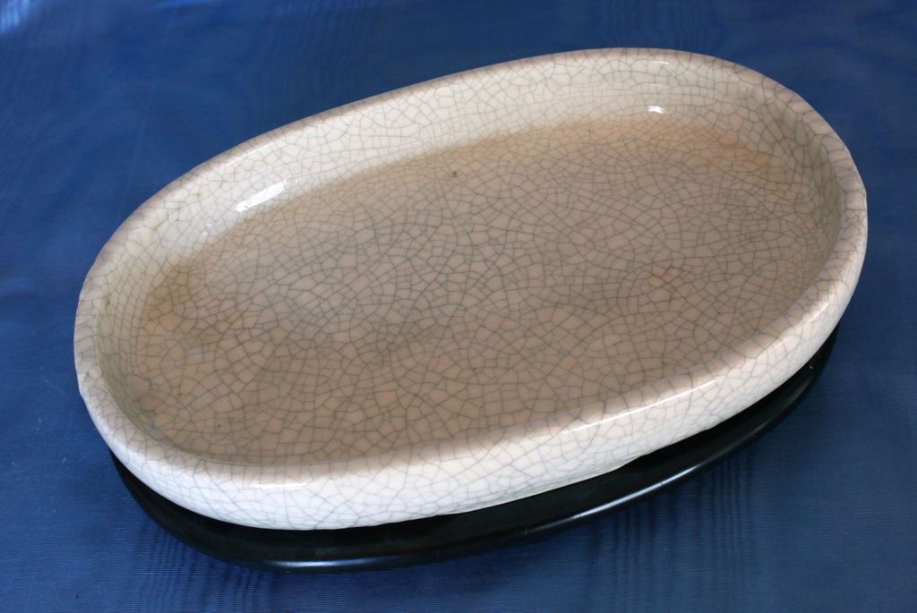 1930's Japanese Crackle Glaze Suiban Tray 1930's Japanese Crackle Glaze Suiban Tray