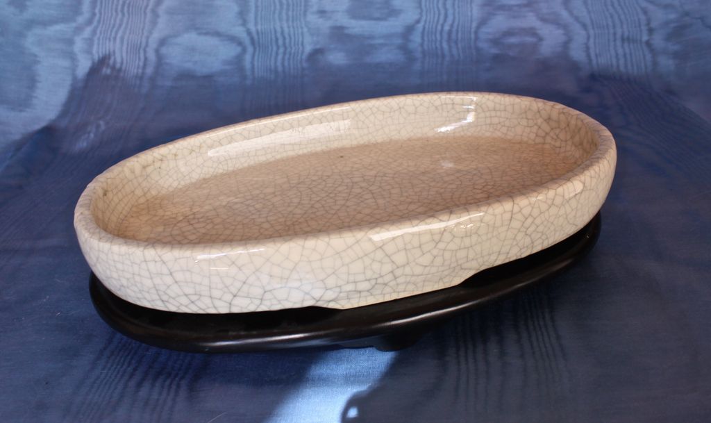 1930's Japanese Crackle Glaze Suiban Tray 1930's Japanese Crackle Glaze Suiban Tray