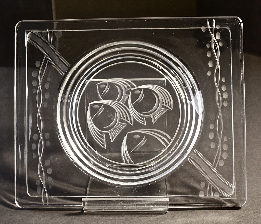 Art Deco Crystal Canape Plate circa 1930's Art Deco Crystal Canape Plate circa 1930's