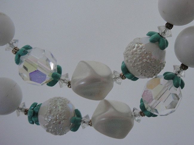 Vendome Two Strand Enamel and Crystal Choker Necklace and Earrings Demi Parure Vendome Two Strand Enamel and Crystal Choker Necklace and Earrings Demi Parure