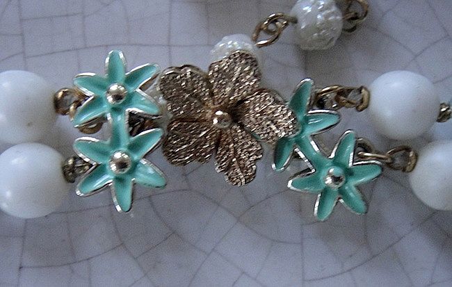 Vendome Two Strand Enamel and Crystal Choker Necklace and Earrings Demi Parure Vendome Two Strand Enamel and Crystal Choker Necklace and Earrings Demi Parure