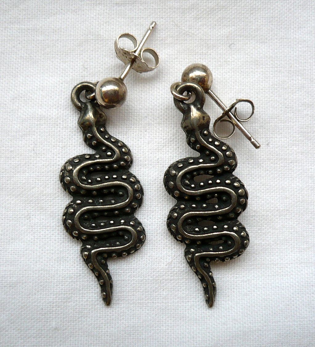 Snake Earrings on Sale Vintage Pewter Snake Earrings From Deelightful On Ruby Lane