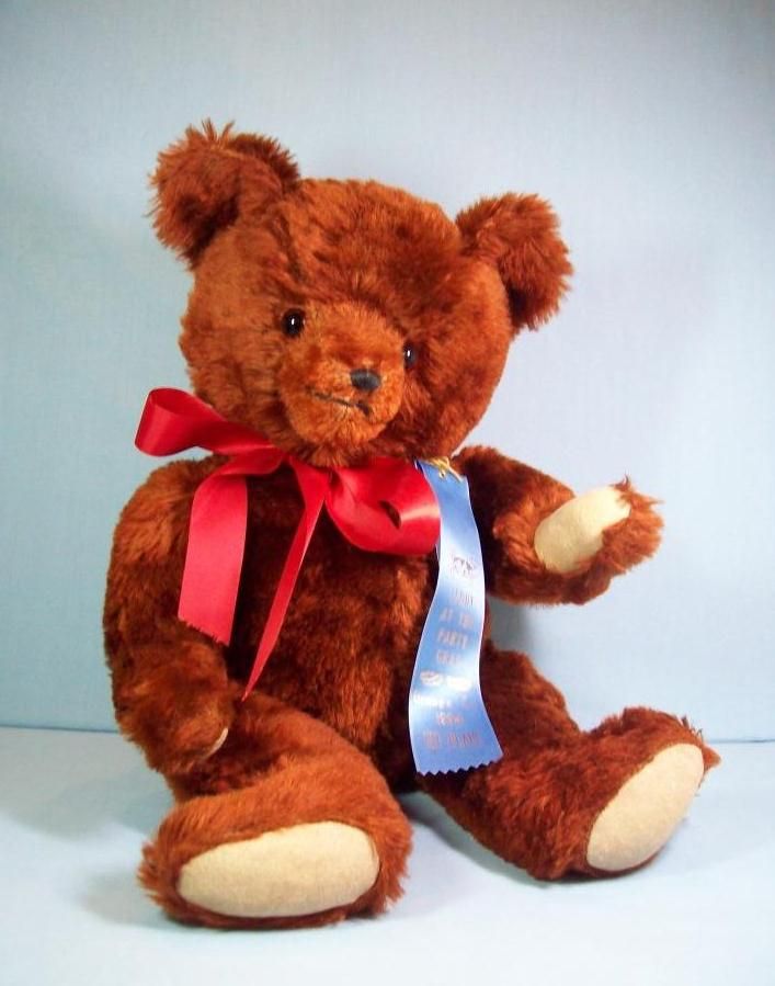 1950's Vintage Cinnamon Mohair Teddy Bear - 1st Place Blue Ribbon Winner 1950's Vintage Cinnamon Mohair Teddy Bear - 1st Place Blue Ribbon Winner