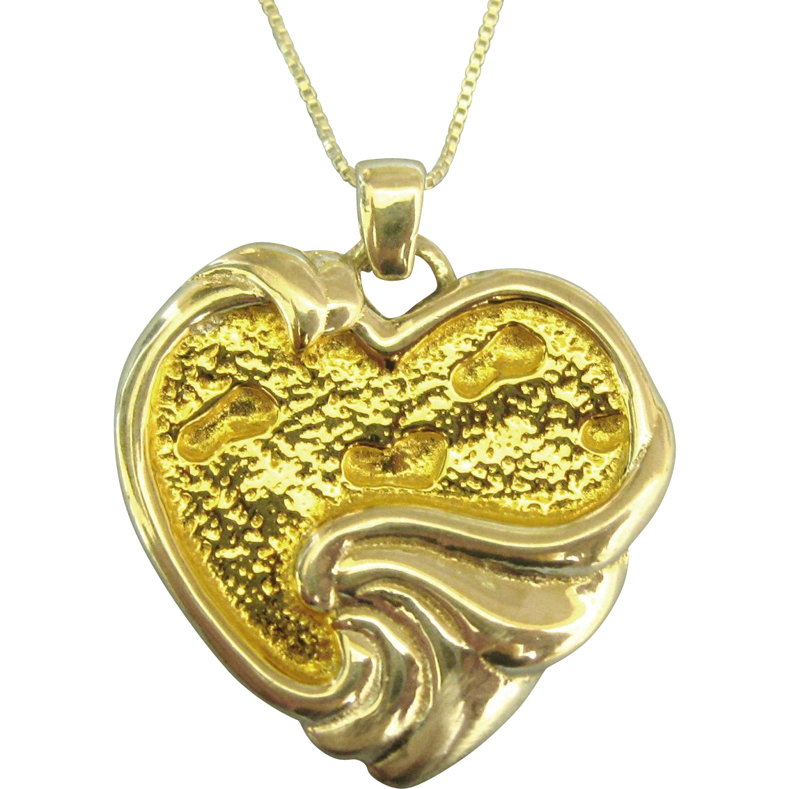 Lovely "Footprints in the Sand" Gorham Sterling Pendant & Chain from delmarclassique on Ruby Lane