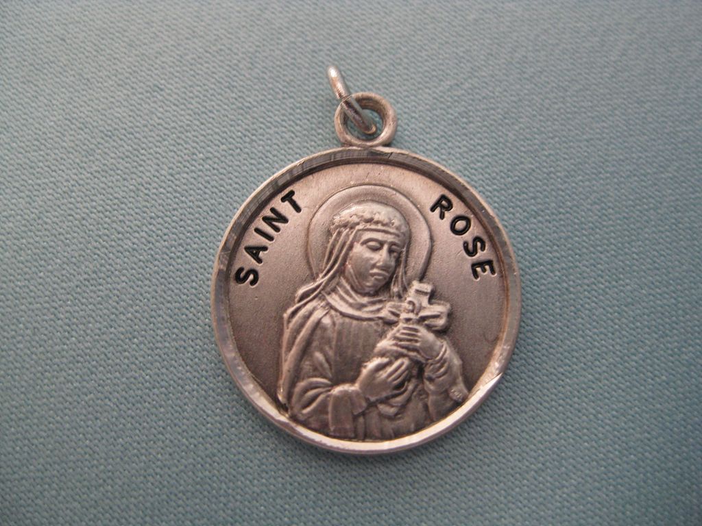 Lovely Vintage Sterling Medal of Saint Rose Lovely Vintage Sterling Medal of Saint Rose