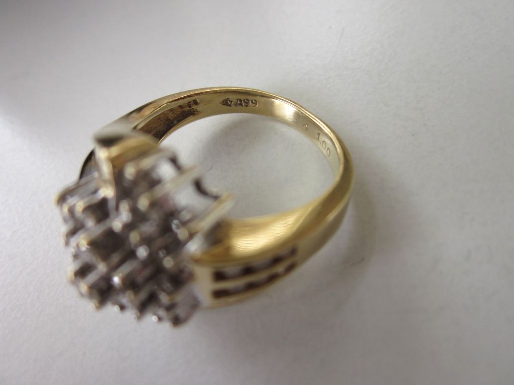 Vintage 14K Yellow and White Gold and Diamond Cocktail Ring, 5.8 Grams, Size 5-1/2 Vintage 14K Yellow and White Gold and Diamond Cocktail Ring, 5.8 Grams, Size 5-1/2