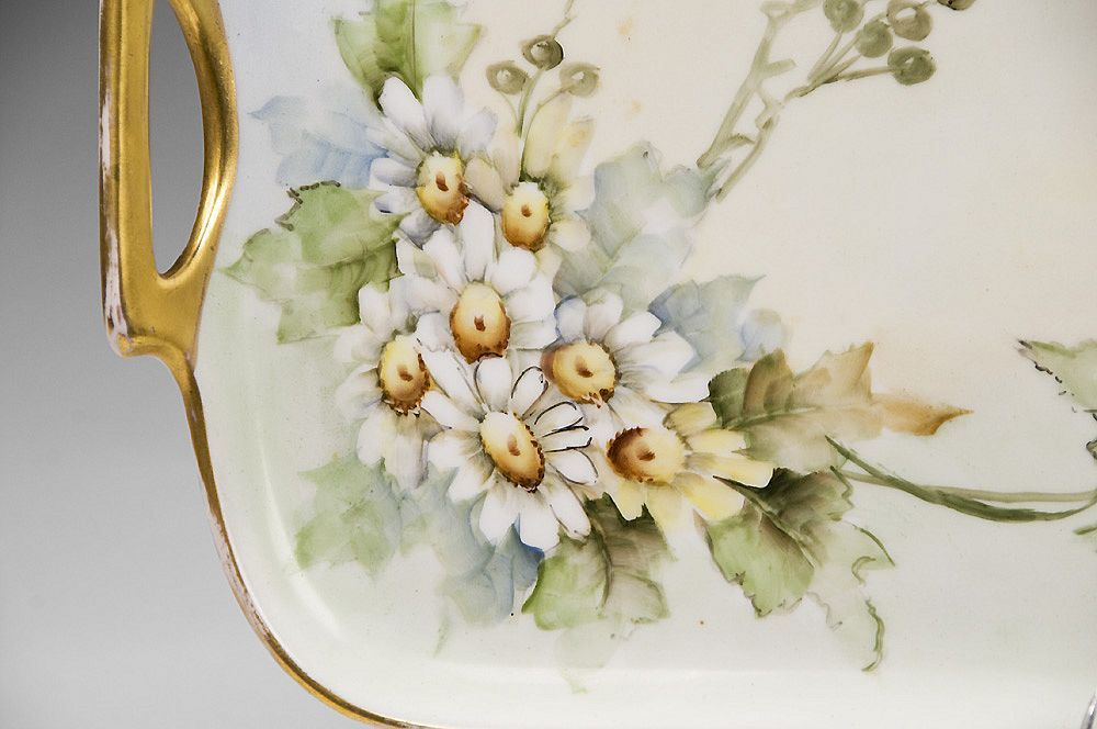 Early 20th C. Hand Painted Czechoslovakian Porcelain Vanity Tray Early 20th C. Hand Painted Czechoslovakian Porcelain Vanity Tray