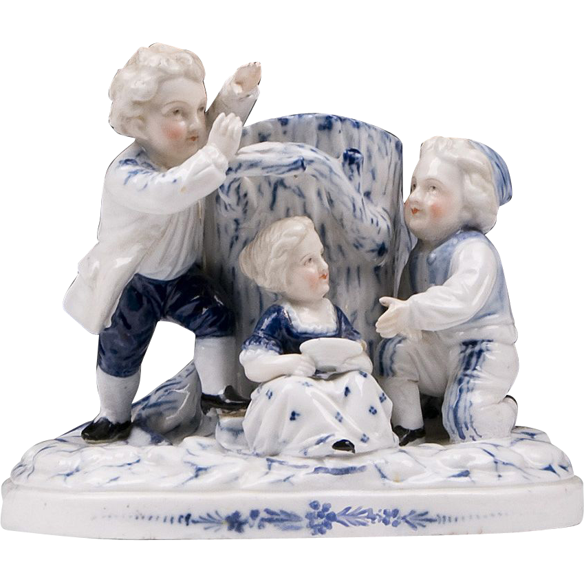 Blue & White German Porcelain Spill Vase, 19th C. Blue & White German Porcelain Spill Vase, 19th C.