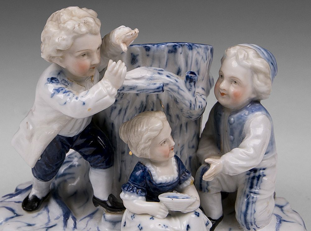 Blue & White German Porcelain Spill Vase, 19th C. Blue & White German Porcelain Spill Vase, 19th C.