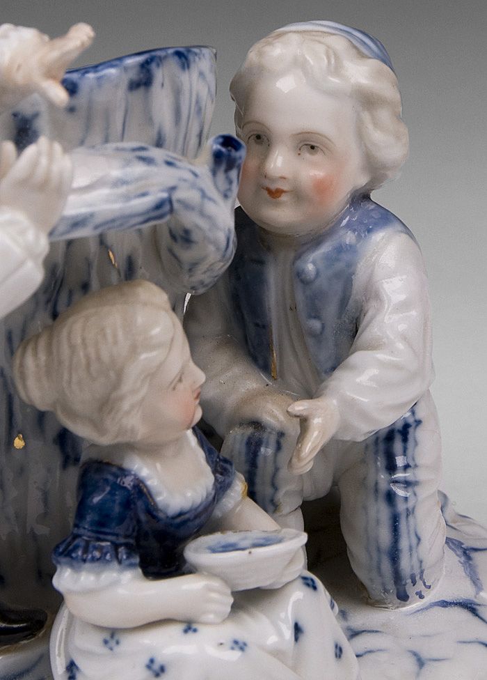 Blue & White German Porcelain Spill Vase, 19th C. Blue & White German Porcelain Spill Vase, 19th C.