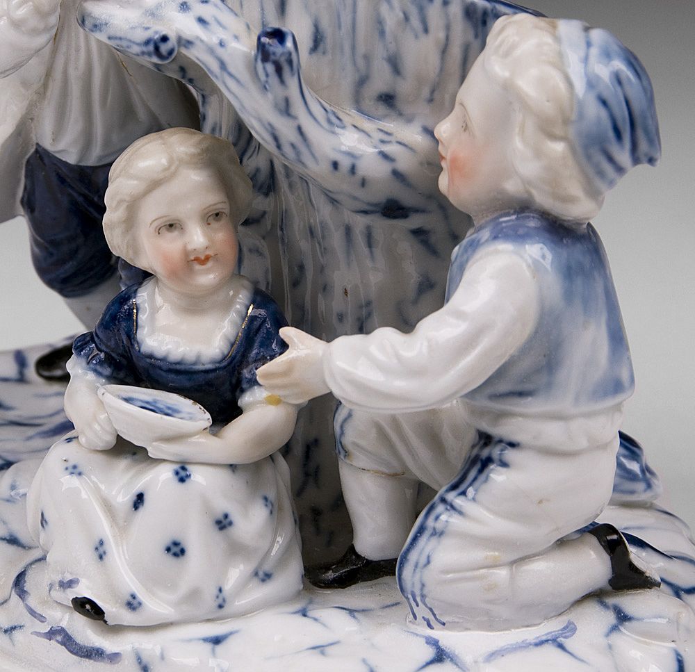 Blue & White German Porcelain Spill Vase, 19th C. Blue & White German Porcelain Spill Vase, 19th C.