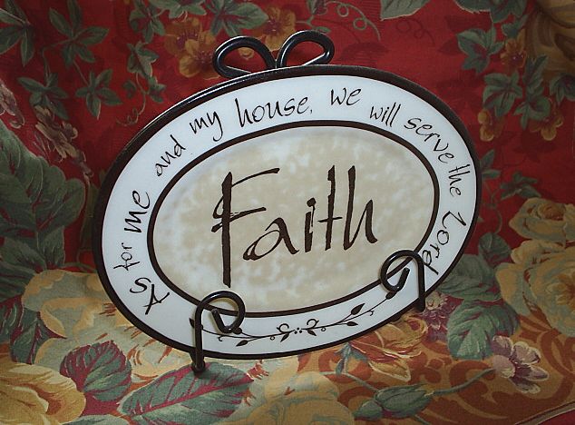 'Faith' porcelain plaque with stand 'Faith' porcelain plaque with stand