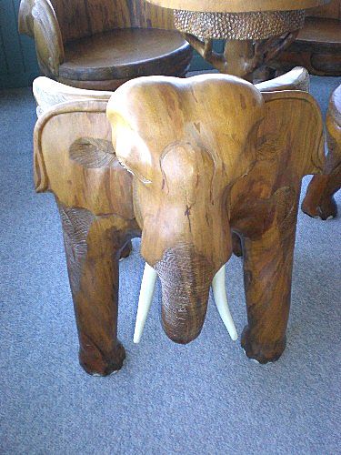 Awesome Hand Carved Teak Elephant Table & Four Chairs Awesome Hand Carved Teak Elephant Table & Four Chairs