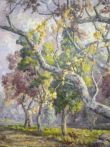 Original California Artist "Margaret Morrish" (1893-1975) Large Trees Oil Painting Original California Artist "Margaret Morrish" (1893-1975) Large Trees Oil Painting