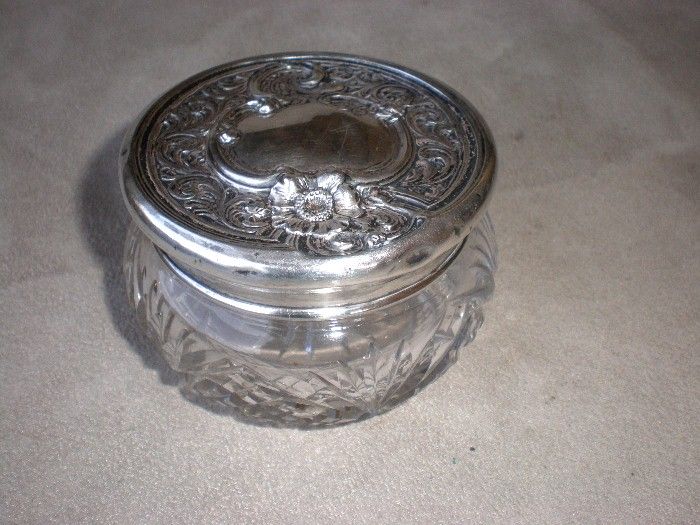 Wondreful Sterling Silver and Crystal Dresser Jar Wondreful Sterling Silver and Crystal Dresser Jar