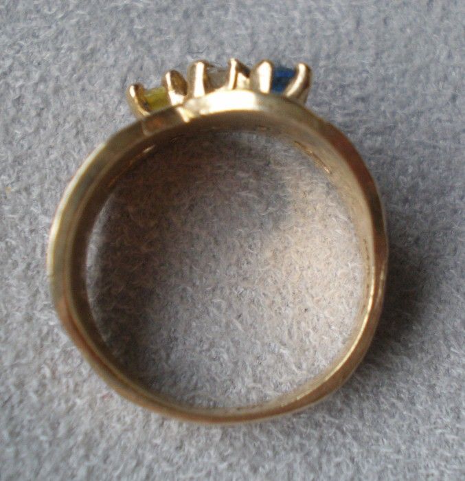 Wonderful 14k Gold Mothers Ring - Sapphire, Diamond, Citrine Wonderful 14k Gold Mothers Ring - Sapphire, Diamond, Citrine
