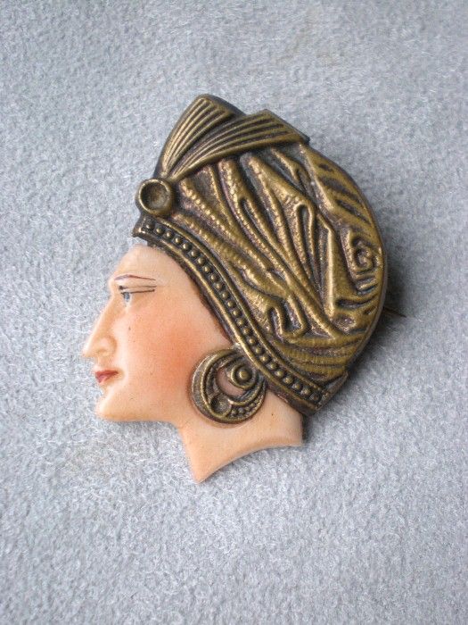 Fabulous Edwardian Celluloid Woman's Head Pin / Brooch Fabulous Edwardian Celluloid Woman's Head Pin / Brooch