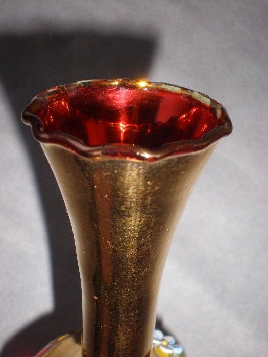 Gorgeous Gold Gilt Ruby and Enamel Bohemian Glass Vase Gorgeous Gold Gilt Ruby and Enamel Bohemian Glass Vase