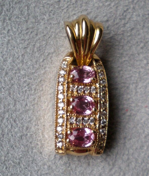 Gorgeous 14k Gold and Pink Sapphire / Diamond Pendant Gorgeous 14k Gold and Pink Sapphire / Diamond Pendant